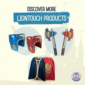 Liontouch Noble Knight detailed design highlights, showcasing safe foam and regal motifs