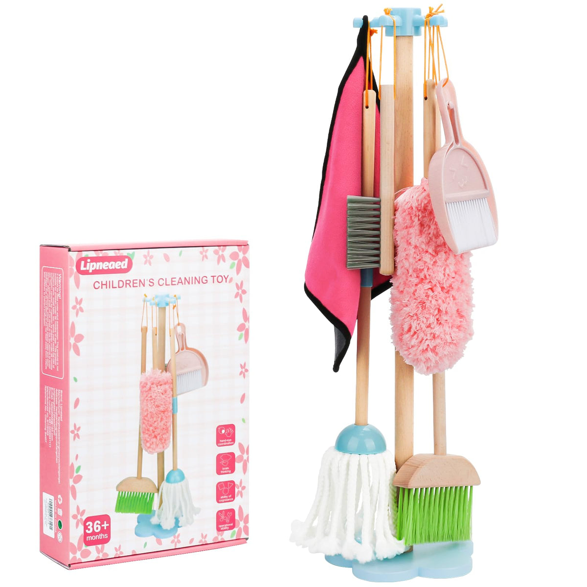 Lipneaed kids cleaning set broom for imaginative play and tidy-up practice.