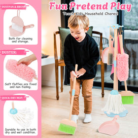 Lipneaed wooden rack for hanging tools keeps play area organized.