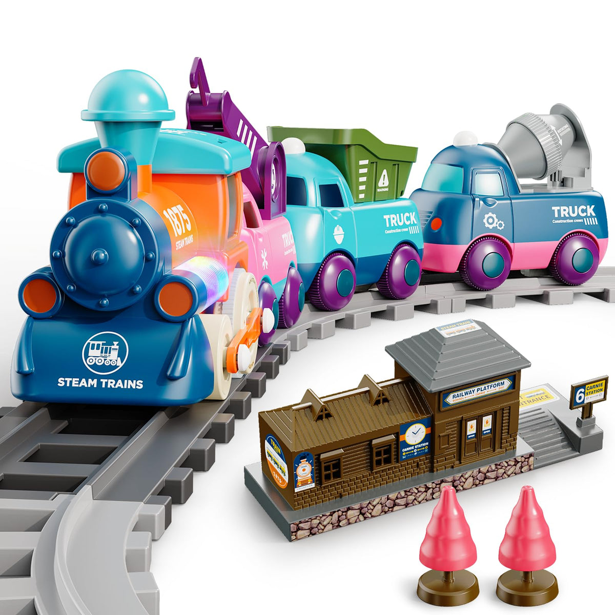 Lipneaed train set locomotive with lights boosts immersive play and imaginative storytelling.