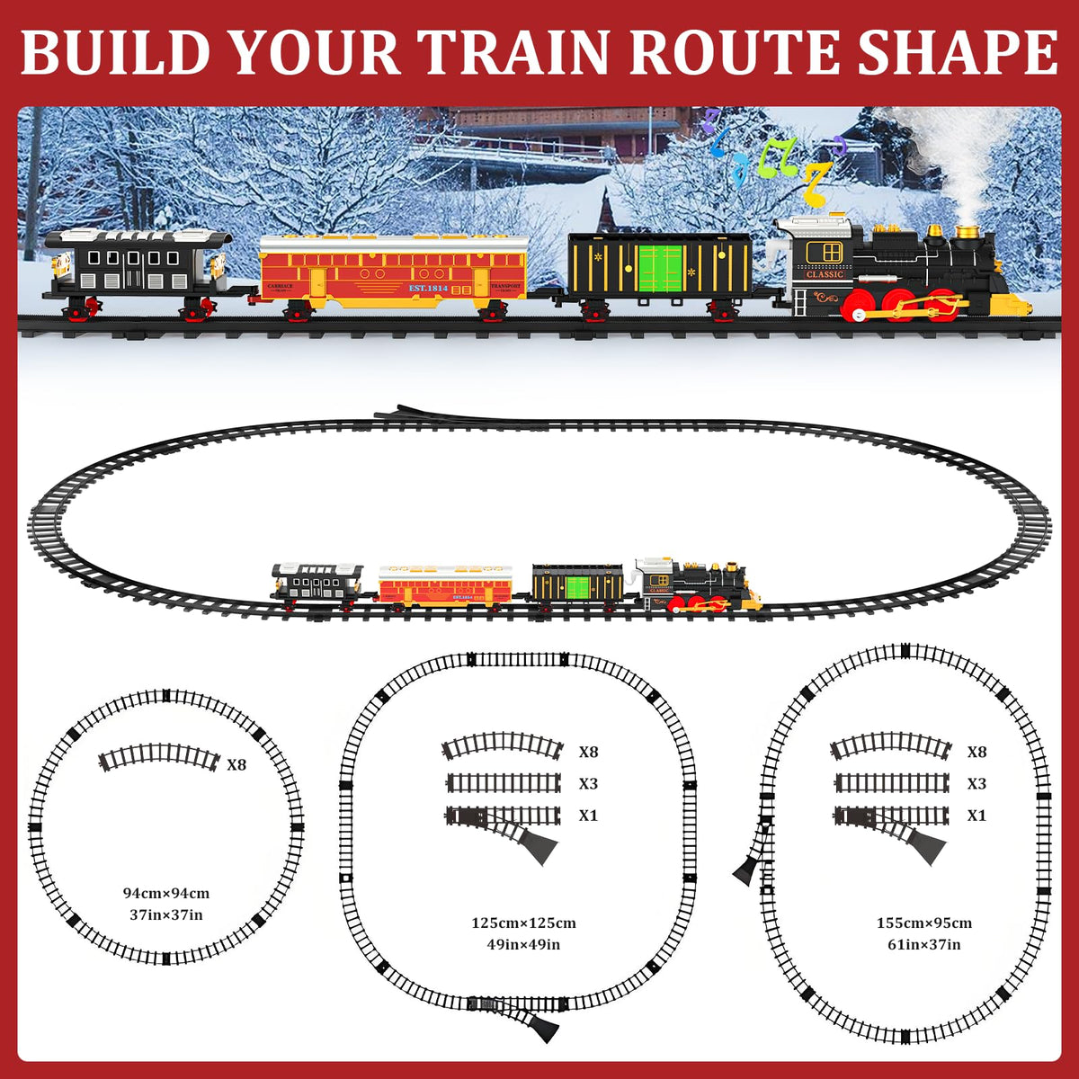 Lipneaed straight tracks provide stable rails for smooth, easy assembly.