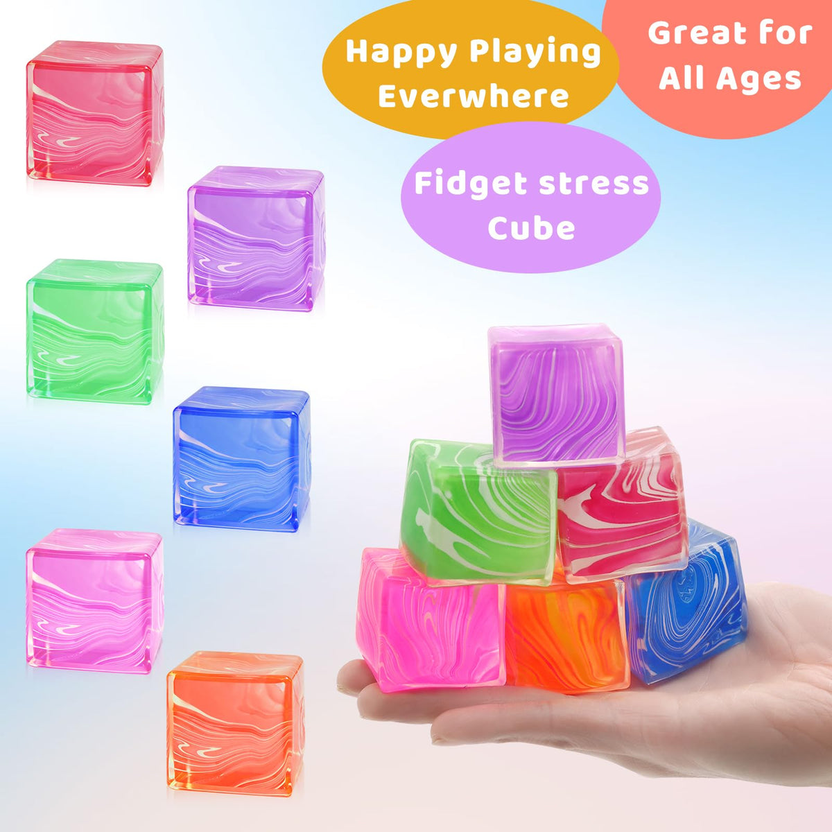 Liqilamii green ice cube stress ball — improve hand dexterity with gentle slow rise squish