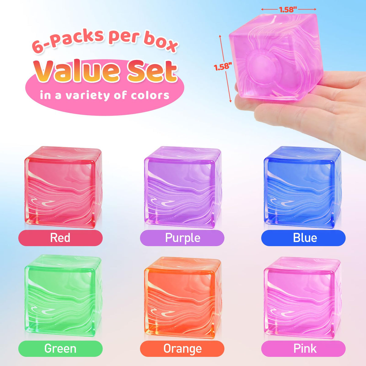 Liqilamii ice cube stress ball purple — satisfying squeeze to ease anxiety while studying