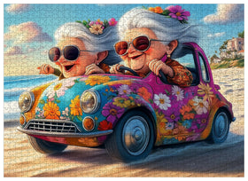 Lirches Happy Grandma puzzle beach scene for family bonding and relaxation