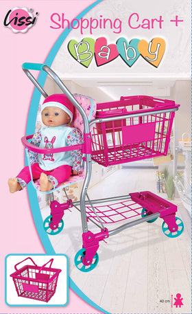 Lissi metal-frame cart offers sturdy, durable play during pretend shopping