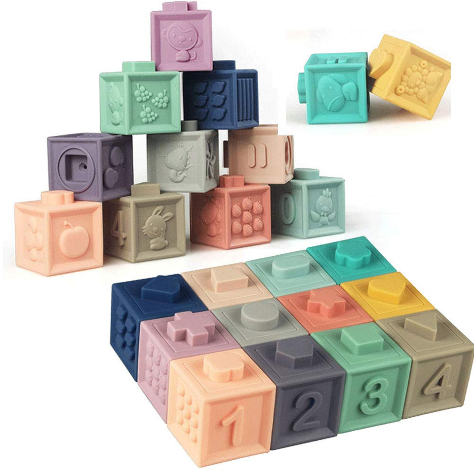 Litand Soft Stacking Blocks show animal sides for tactile play and curiosity.