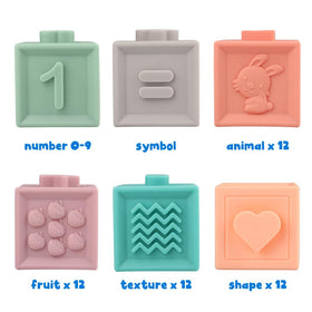Litand Soft Stacking Blocks featuring fruit sides for color awareness and exploration.