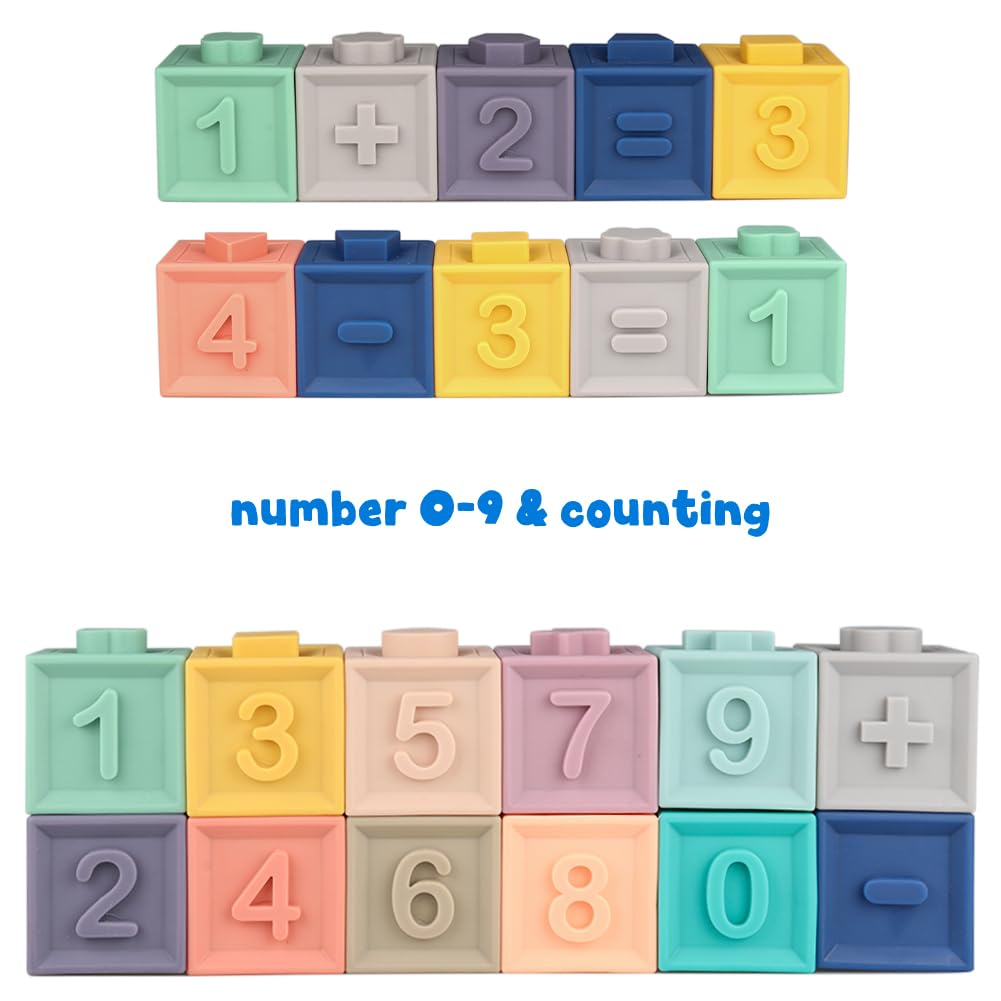 Litand Soft Stacking Blocks demonstrate the soft squeak feature for engagement.