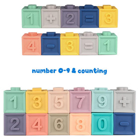 Litand Soft Stacking Blocks demonstrate the soft squeak feature for engagement.
