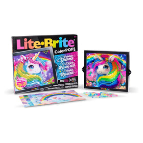 Lite-Brite Color Pop Magic Mane template glowing unicorn scene for vibrant color