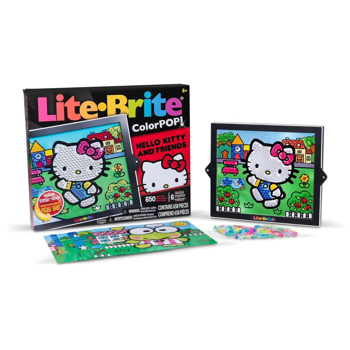Lite-Brite ColorPOP Hello Kitty by the pond glows vividly for cozy art sessions