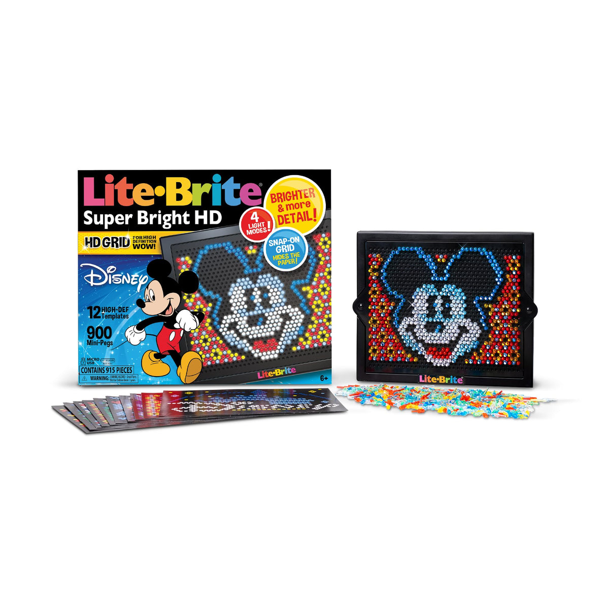 Lite Brite Super Bright HD Disney Edition grid displays crisp light-up art for kids