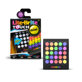 Lite Brite Touch Mini showing a compact grid with glowing lights for on-the-go creativity