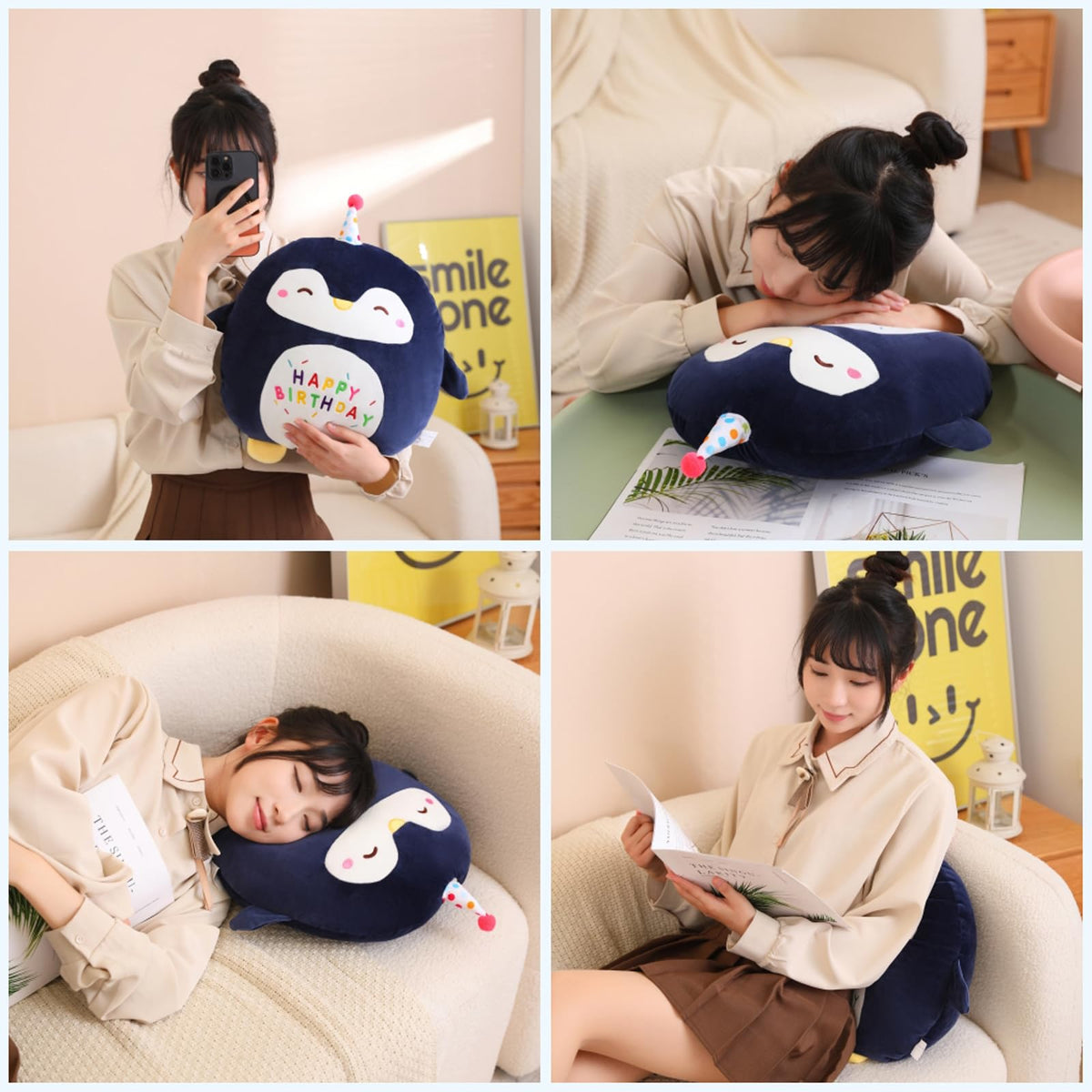 Litence 48 cm penguin pillow for couch or bed.