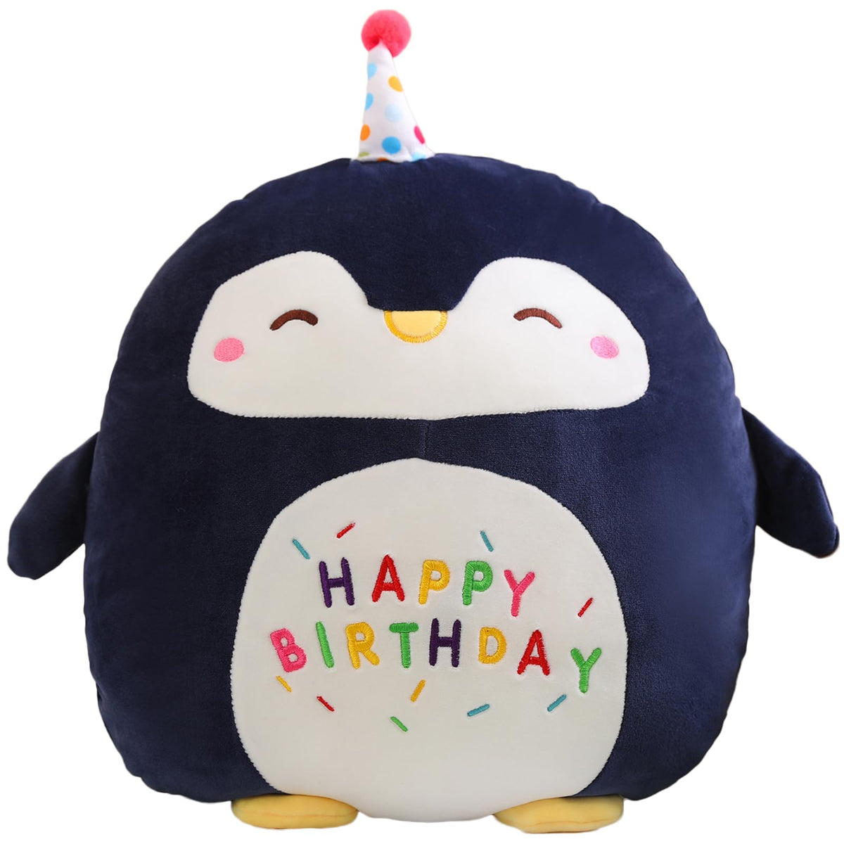 Litence penguin plush with hat decorates a shelf nicely.