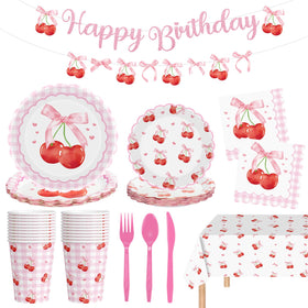 Litmitfu cherry birthday banner adds festive pink accents to party decor