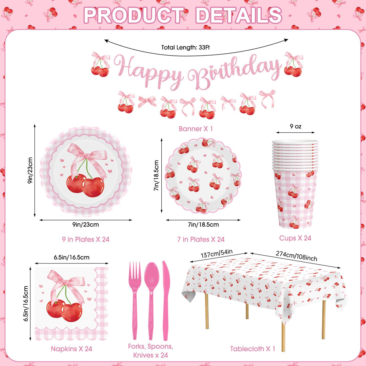 Litmitfu cherry dessert plates 7in ideal for sweet treats