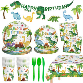 Litmitfu dinosaur dinner plates for a vibrant, easy-to-clean party setup.