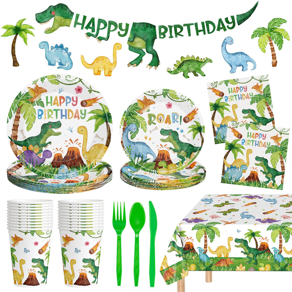Litmitfu dinosaur dinner plates for a vibrant, easy-to-clean party setup.