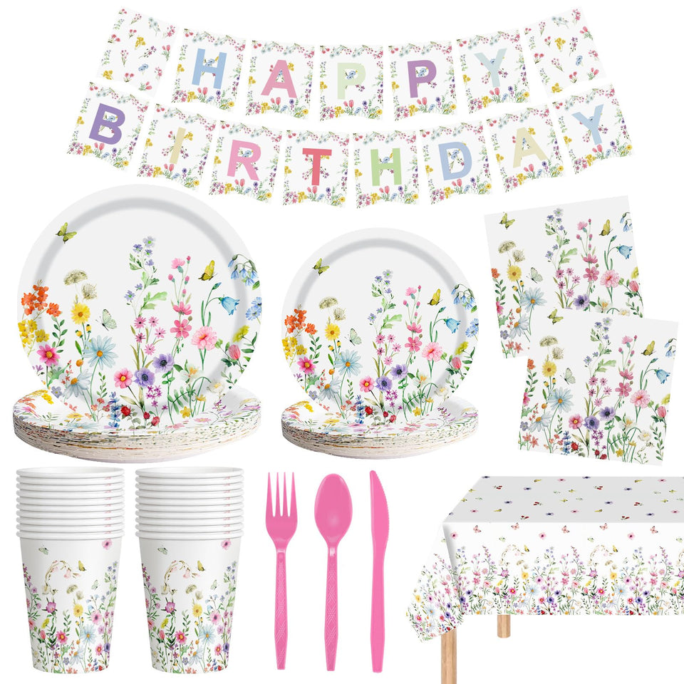 Litmitfu Happy Birthday Banner adds a vibrant floral focal point for photos.