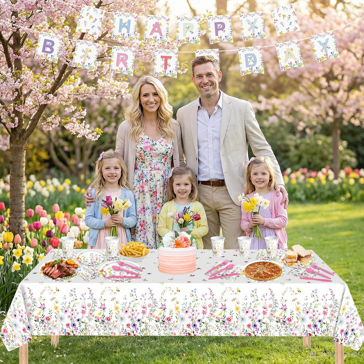 Litmitfu Pink Cutlery set complements the floral palette and simplifies serving.
