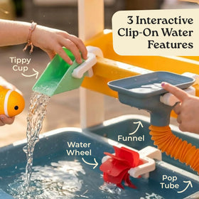 Little Acorn water table funnel focuses flow control and pouring play.