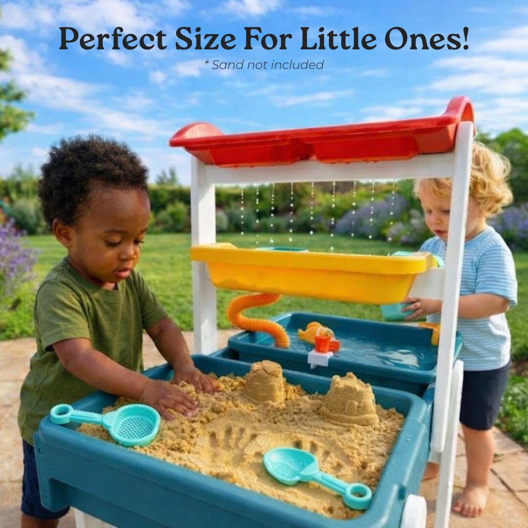 Little Acorn water table water-side promotes splash play and fine motor practice.