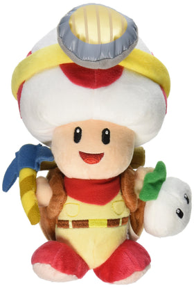 Little Buddy Captain Toad standing plush, 9-inch tall, official Mario collectible.