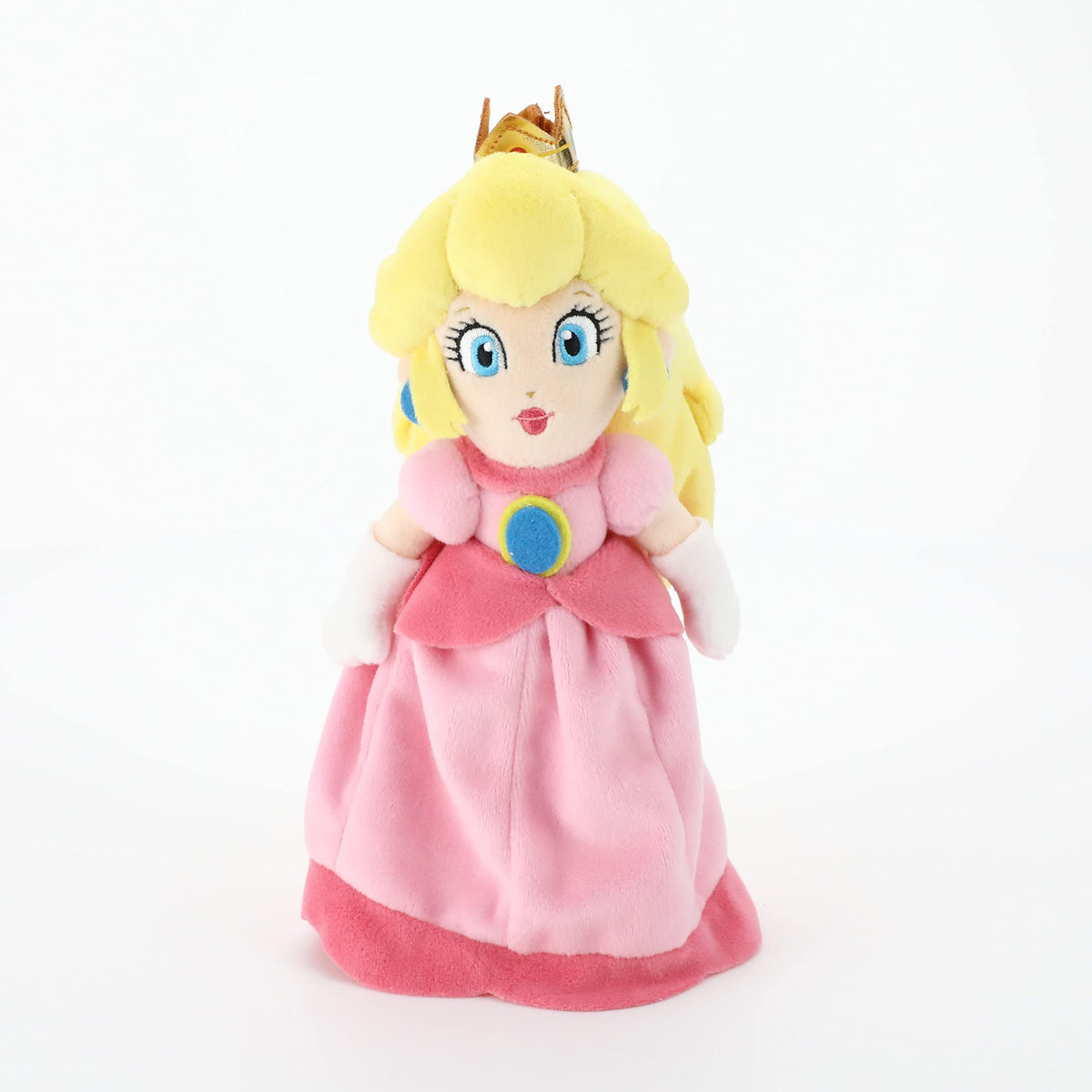 Little Buddy Peach plush collectible display, ideal for shelves.