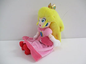 Little Buddy Peach plush side view, vibrant multicolor design.