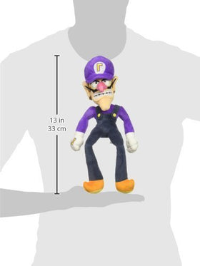 Little Buddy Waluigi plush close-up shows vibrant colors and friendly expression for collectors.
