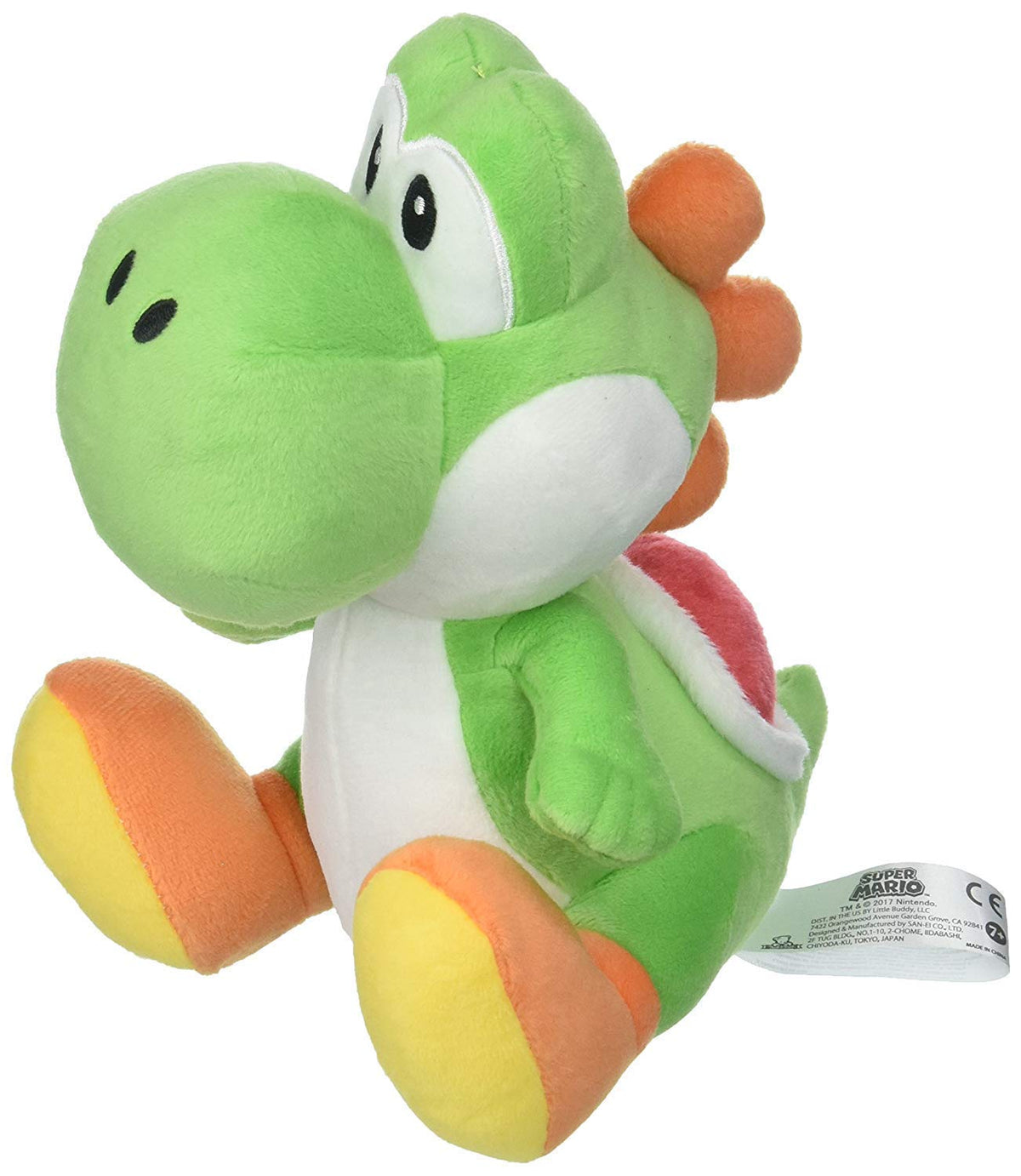 Little Buddy Yoshi plush back view, vibrant colors great for display and fan collection.