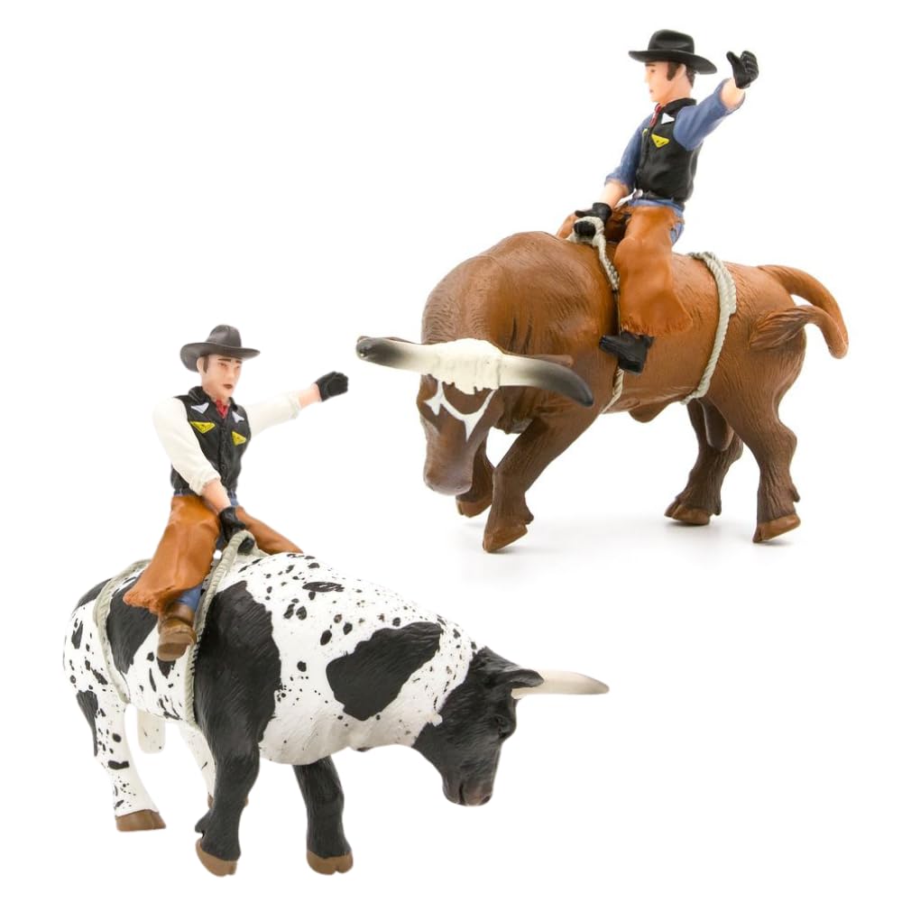 Little Buster Bucking Bulls brown bull with rider for dynamic western display.
