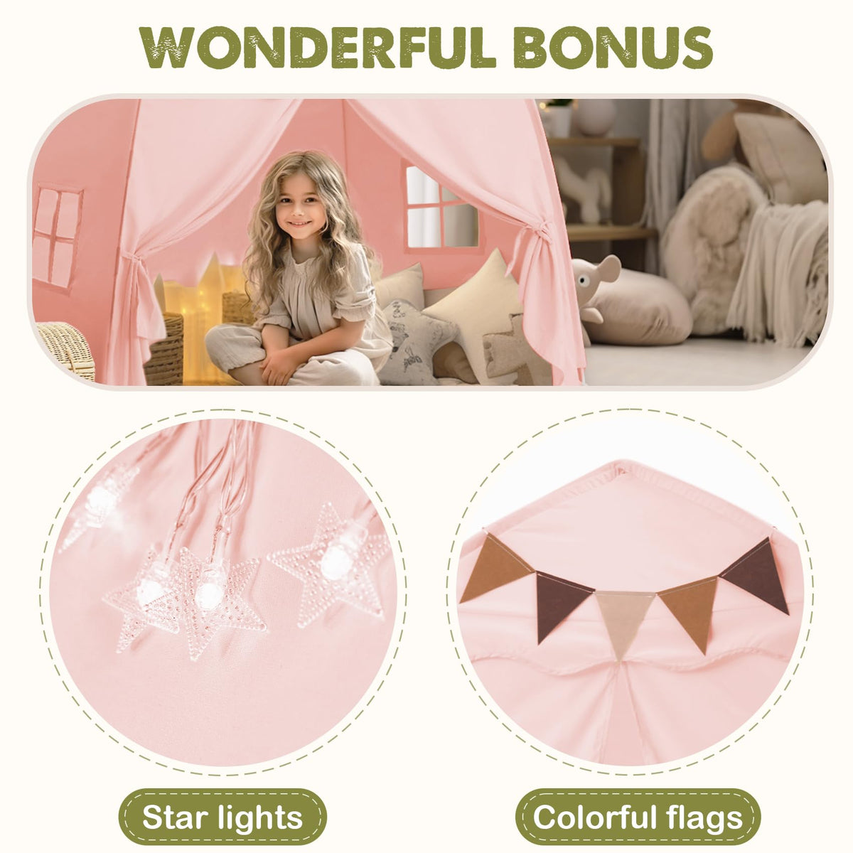 Little Dove dome tent assembly steps in pink, quick setup