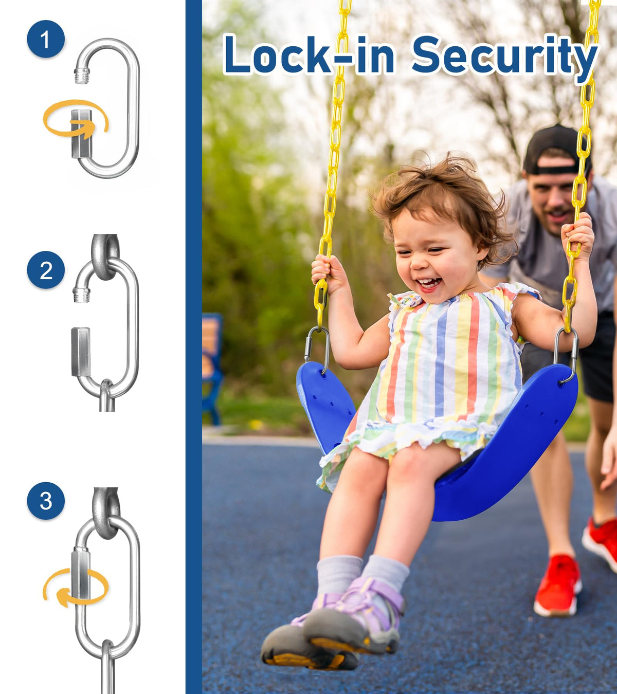 Little Dove durable swing seat supports up to 330 lbs with a non-slip, easy-to-clean surface.
