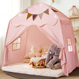 Little Dove extra large toddler bed tent pink front view, spacious play area