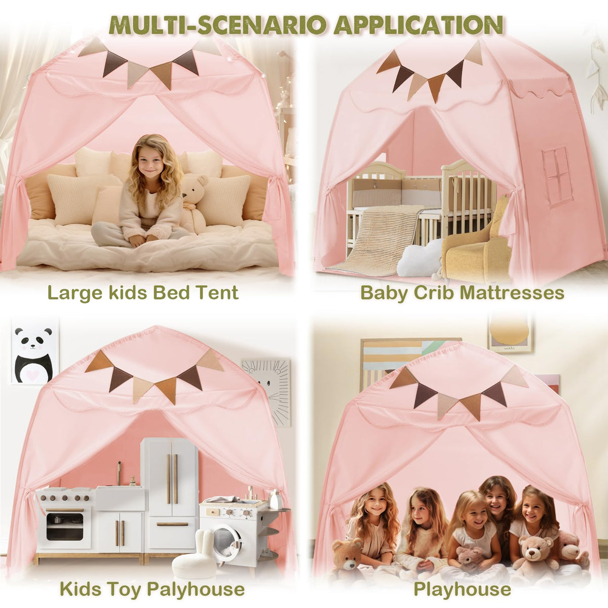 Little Dove pink with flags exterior, playful boho room look