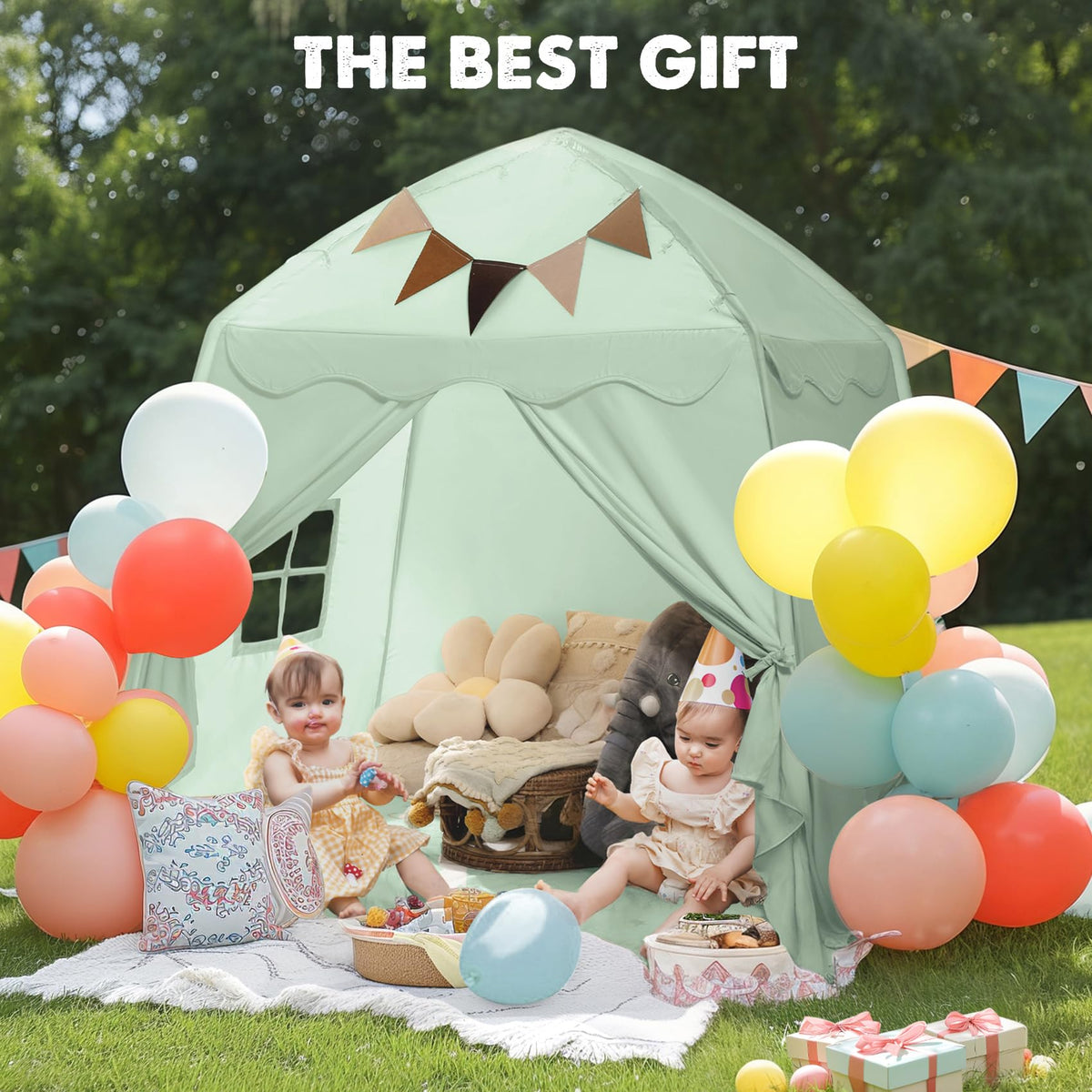Little Dove extralarge tent provides a spacious 59x39x59 inch area for kids