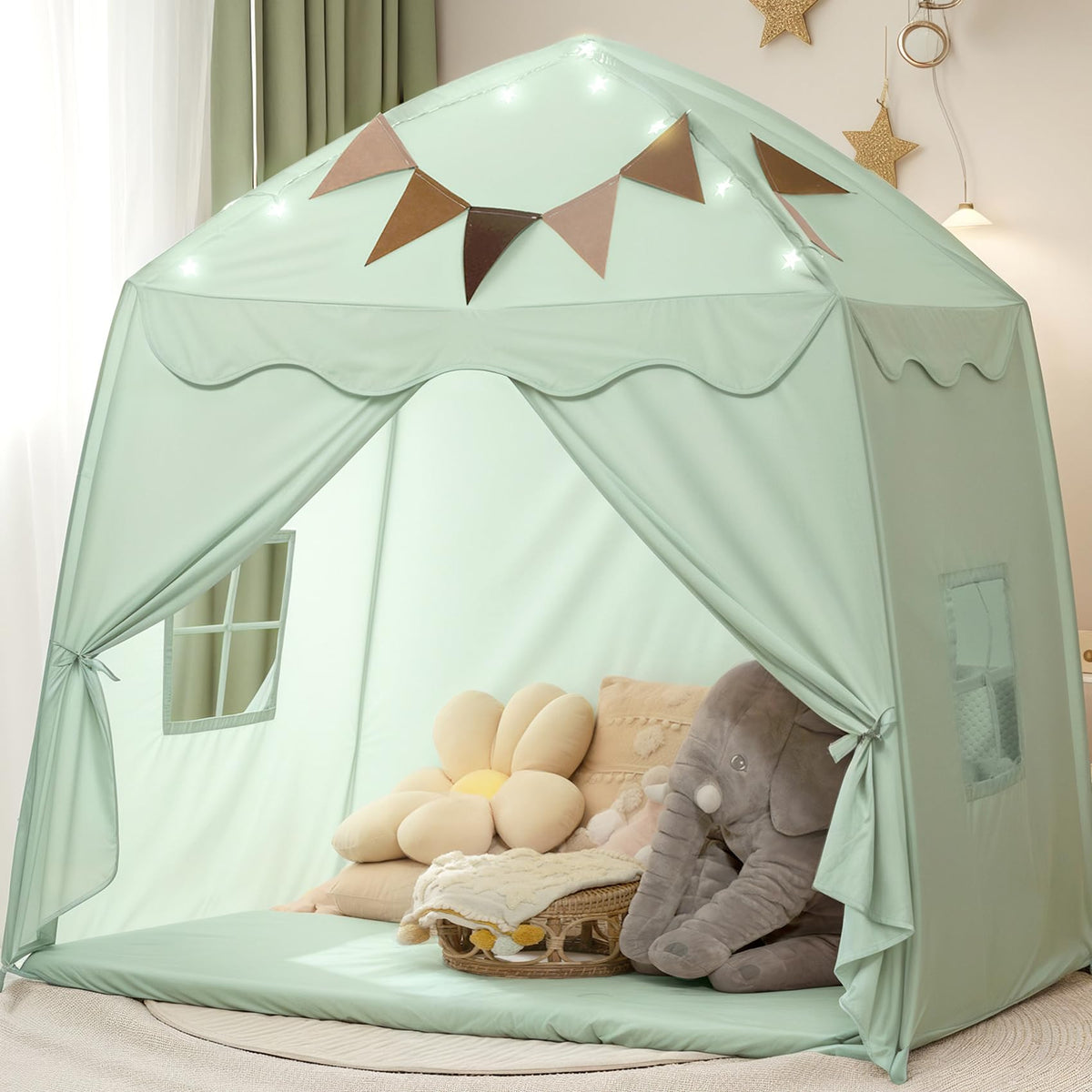 Little Dove extralarge play tent with a dome castle provides imaginative space and ventilation