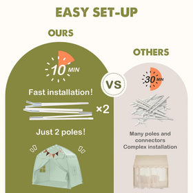 Little Dove extralarge tent includes colorful flags and star lights for a playful atmosphere