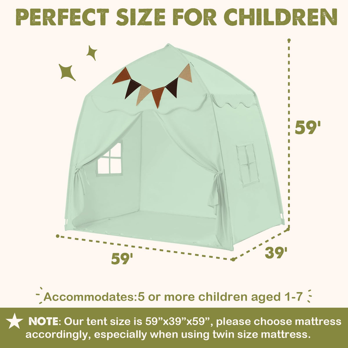 Little Dove extralarge tent uses premium polyester fabric and a sturdy frame for durability