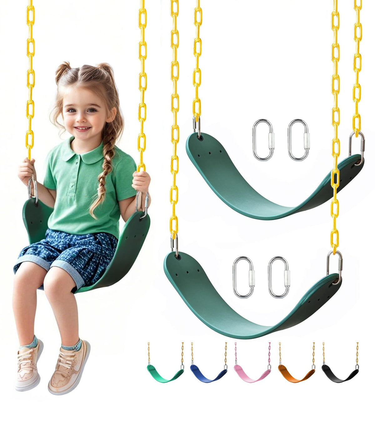 Little Dove heavy-duty swing seat with 66-inch rust-resistant chains for backyard play.