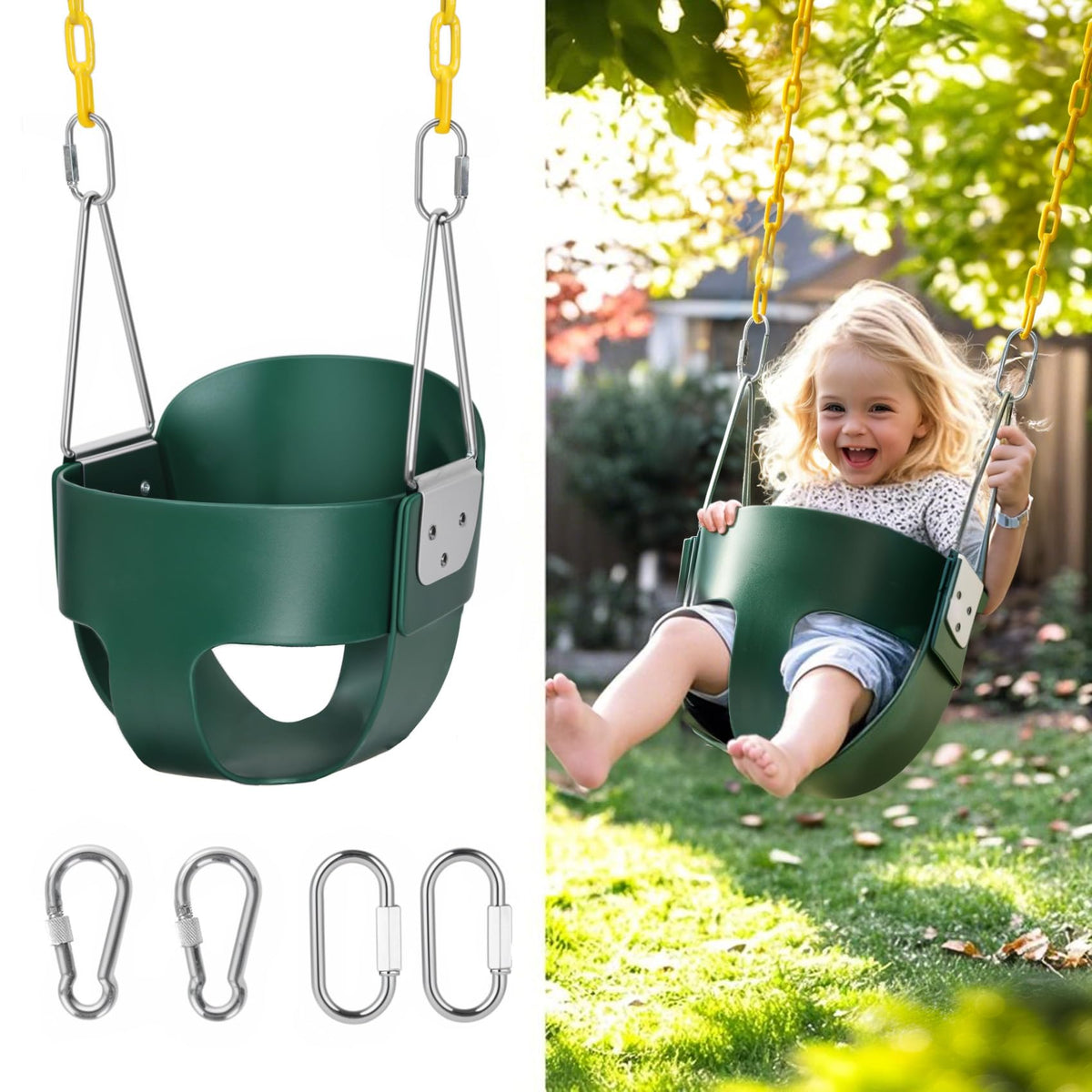 Little Dove high-back bucket seat provides snug support for toddlers during outdoor play.