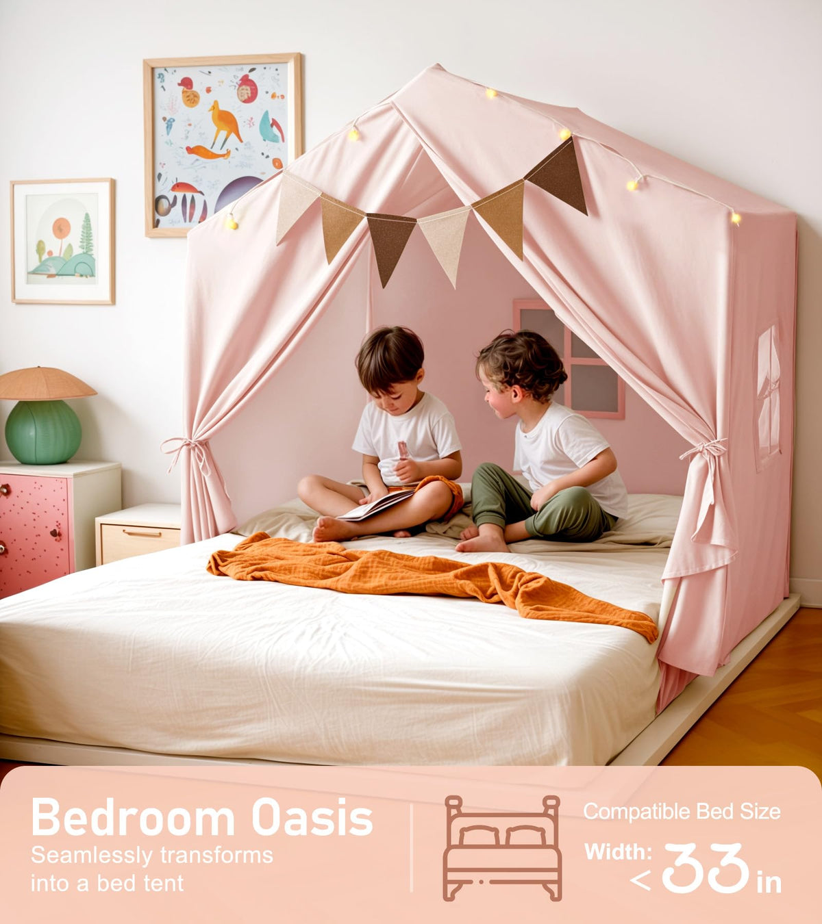 Little Dove tent with two windows boosts airflow for play.