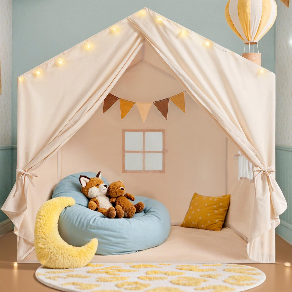 Little Dove Kids Tent with star lights creates a cozy play space