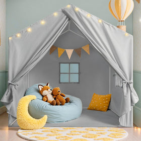 Little Dove Kids Tent star lights illuminate cozy playtime and reading.
