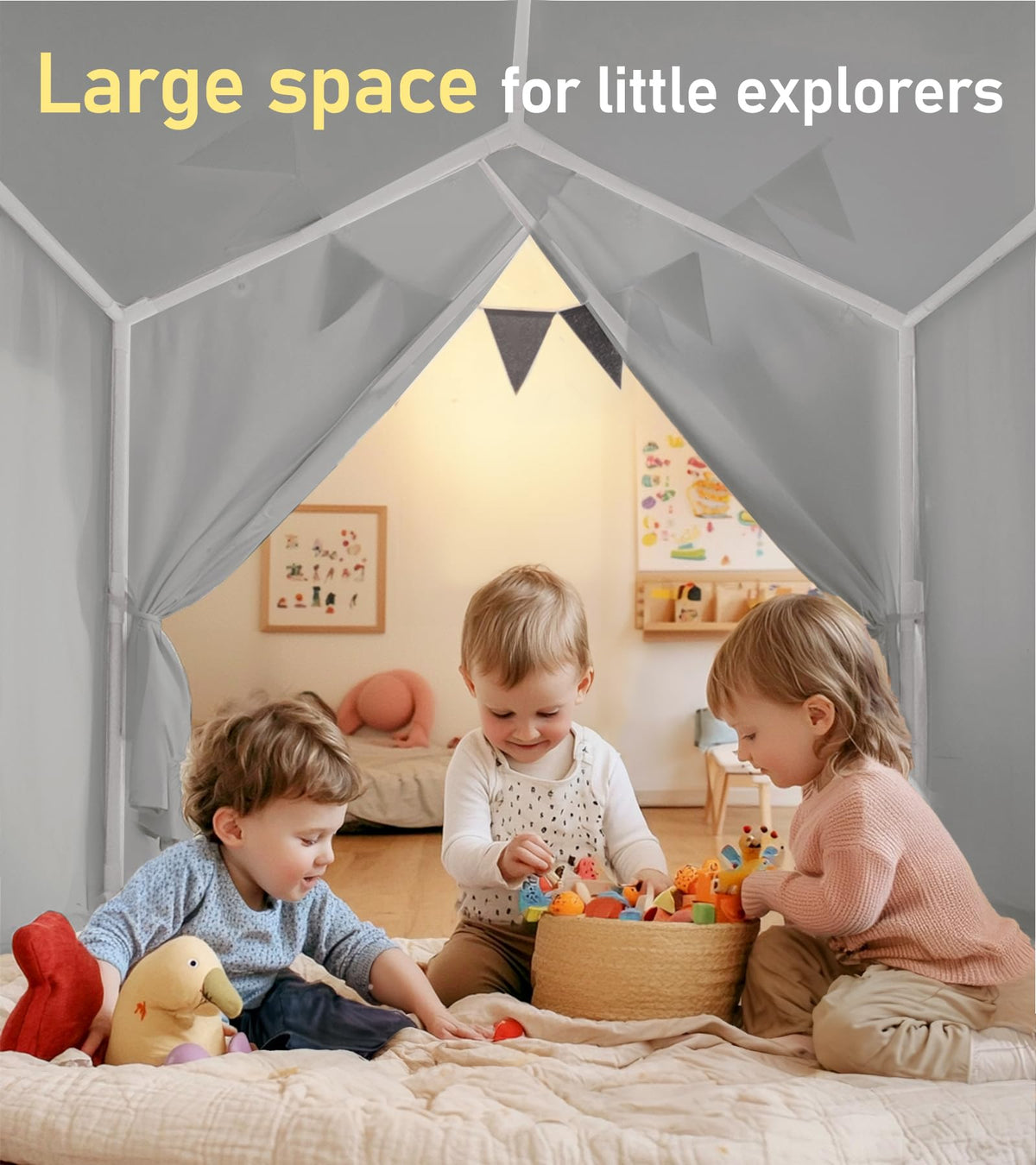 Little Dove reading nook tent provides calm corners for books and imagination.