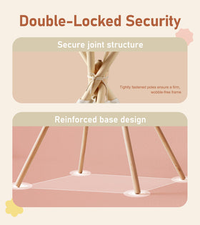 Little Dove teepee pine poles ensure sturdy, chemical-free setup