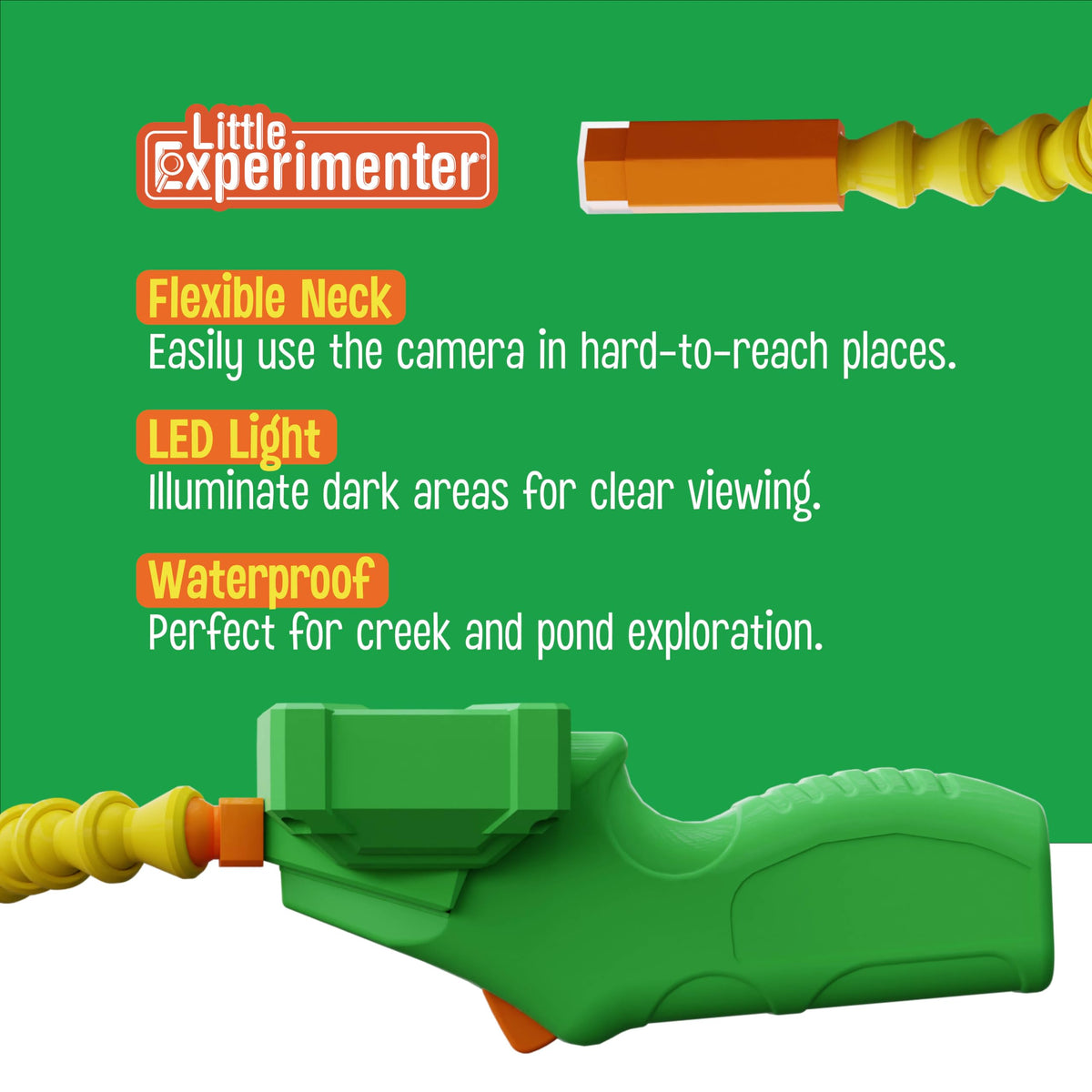 Little Experimenter Snake Scope reveals ant nests and leaf textures in vivid detail.