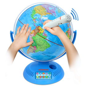 Little Experimenter globe with smart pen in action for interactive learning.